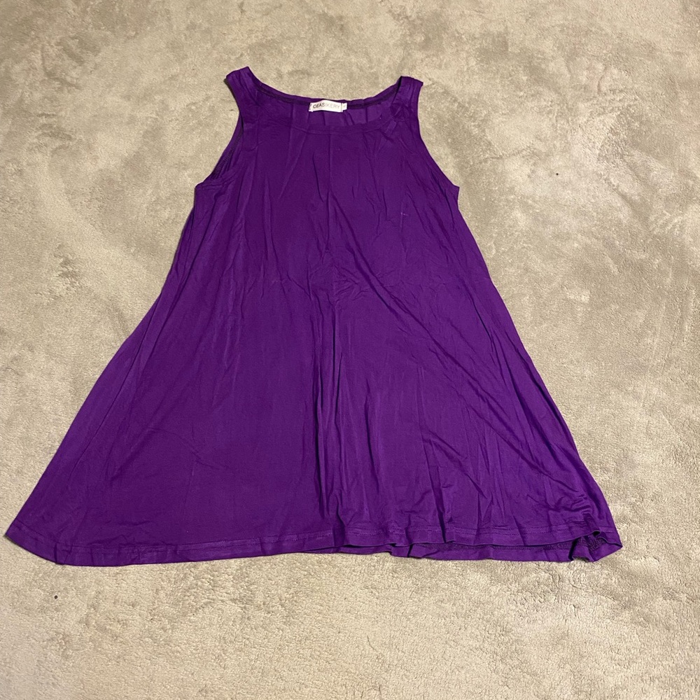 Purple Halter A-Line Sleeveless Tank Top